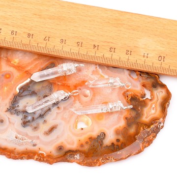 Ham Kristal Kuvars Taşı Gümüş Kolye - Küçük Boy - 2