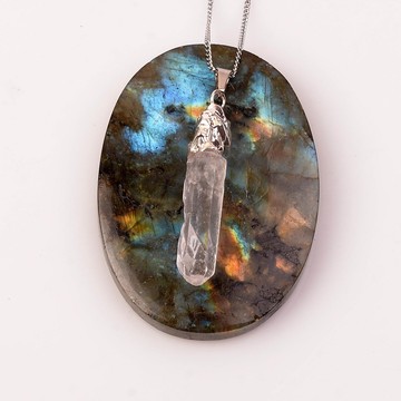 Ham Kristal Kuvars Taşı Kolye - 2