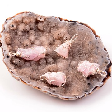 Ham Kunzit Taşı Kolye - Tel Sargılı - 2