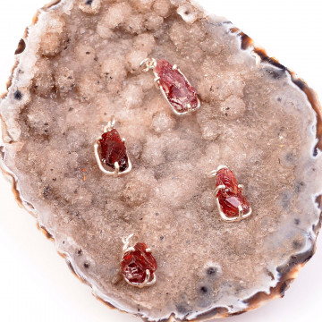 Ham Lal Taşı Gümüş Kolye - 2