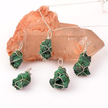 Ham Malahit Taşı Kolye - İşlenmemiş Taş - 2