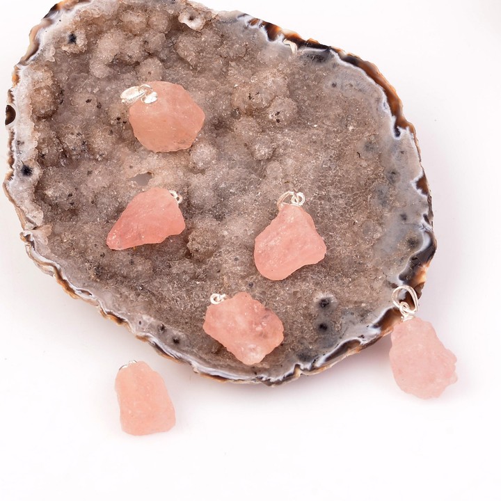 Ham Morganit Taşı Gümüş Kolye