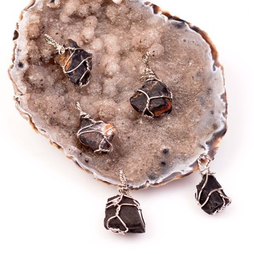 Ham Oniks Taşı Kolye - Tel Sargılı - 2