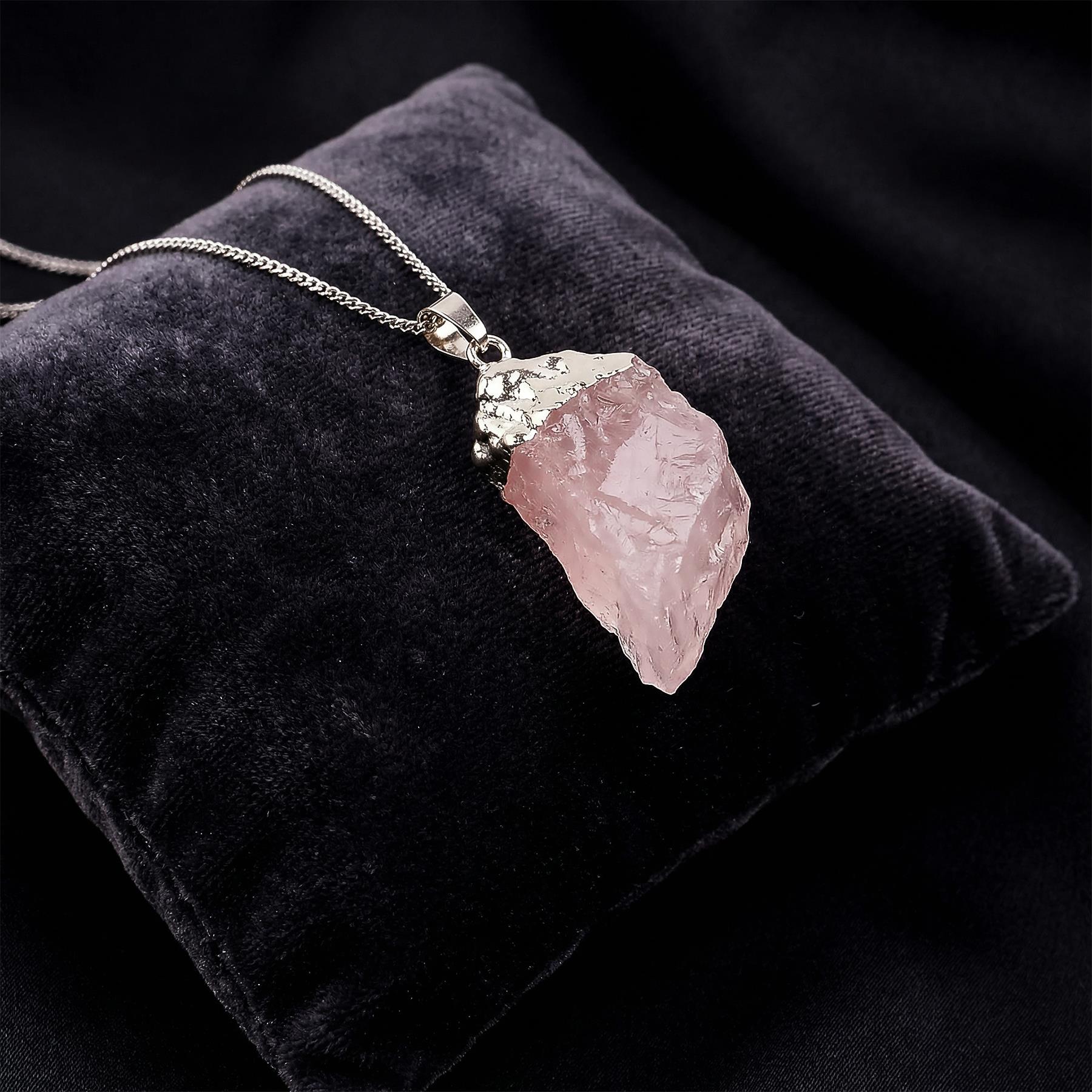 Ham Pink Quartz Stone Necklace Şekilsiz Necklace