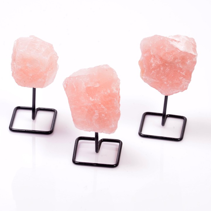 Ham Pembe Kuvars Taşı Kütle - Metal Standlı