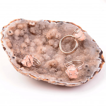 Ham Pembe Kuvars Taşı Yüzük - Ayarlamalı - 2