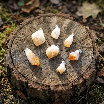 Ham Sitrin Taşı Çelik Kolye – Para Taşı - 2