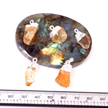 Ham Sitrin Taşı Gümüş Kolye - Şekilsiz Sitrin Taşı Para ve Bereket Taşı - 2