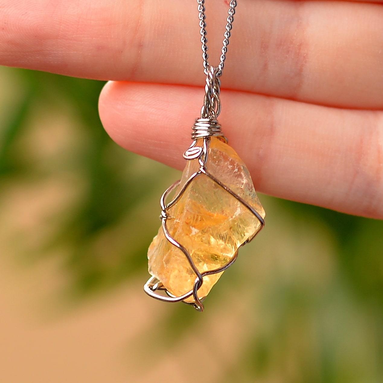 Ham Sitrin Stone Necklace Tel Wrapped