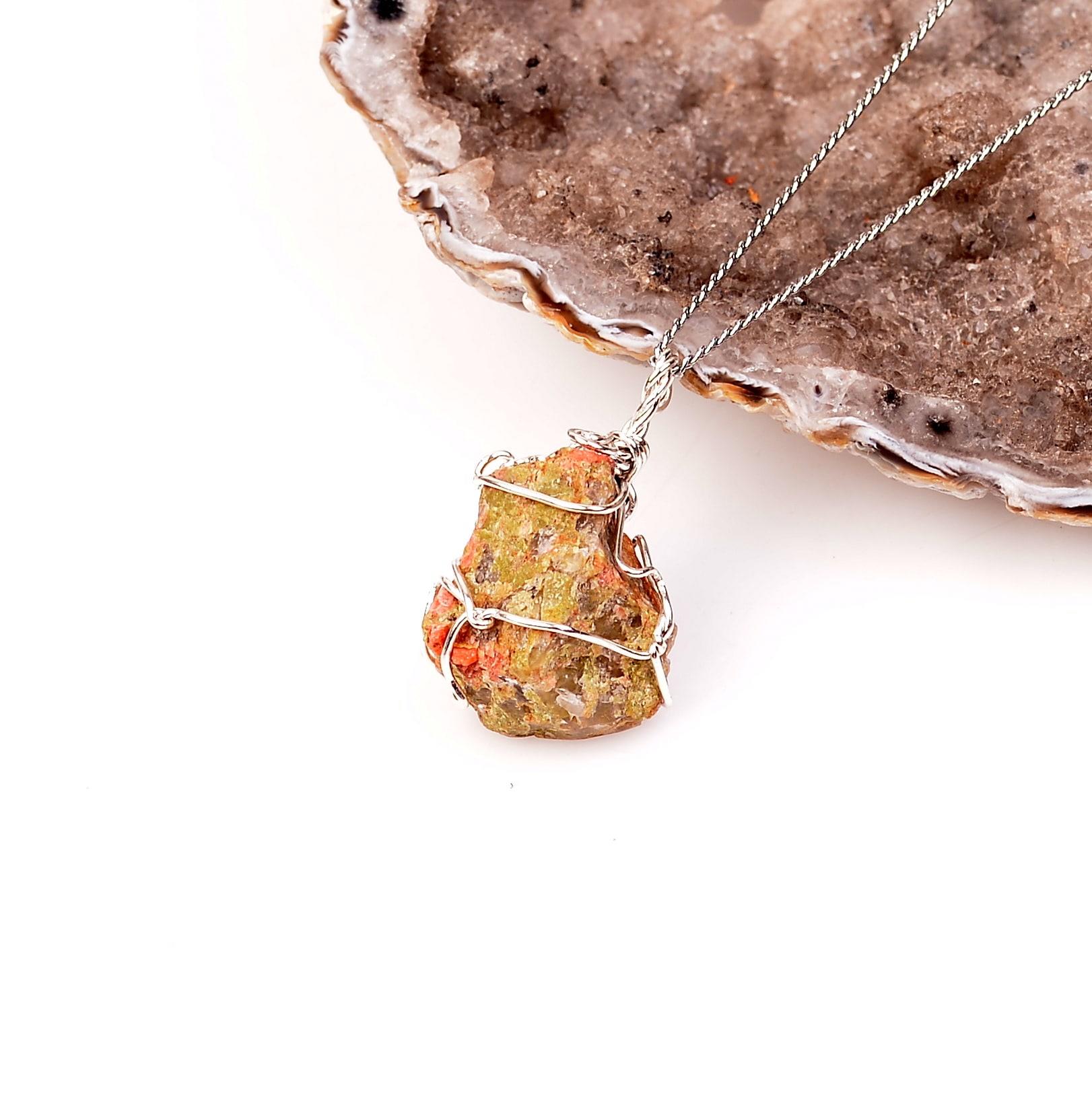 Ham Unakit Stone Necklace Tel Wrapped