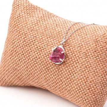 Ham Yakut Taşı Gümüş Kolye - 2