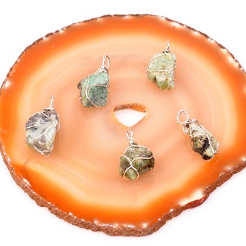 Ham Zümrüt Taşı Kolye - Tel Sargılı - 2