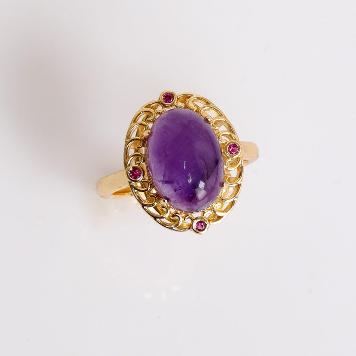 Hanedan Model Ametist Taşı Yüzük - Altın Renkli - 1