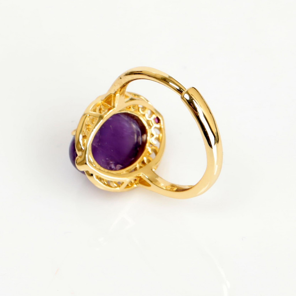 Hanedan Model Ametist Taşı Yüzük - Altın Renkli