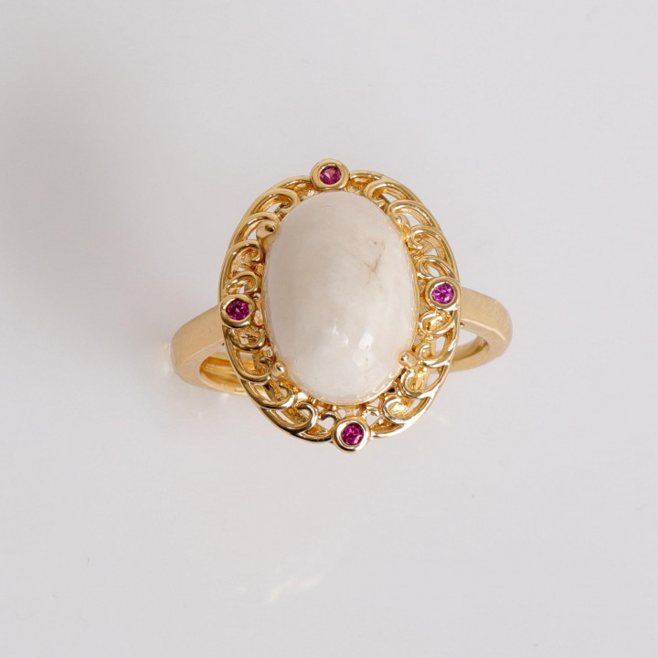 Hanedan Model Ay Taşı Yüzük - Altın Renkli - 1