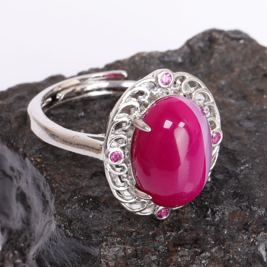 Hanedan Model Pembe Akik Taşı Yüzük