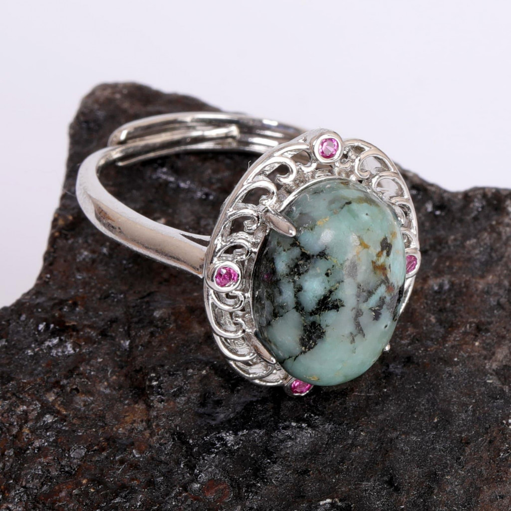 Hanedan Model Turkuaz Taşı Yüzük - Boyasız Afrika Turkuazı