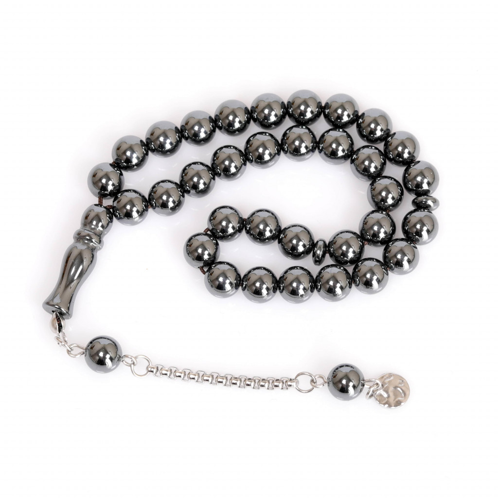 Hematit Taşı Çelik Tesbih ( 8 mm ) - Kararmaz Püsküllü Hematit Taşı Çelik Tesbih ( 8 mm ) - Kararmaz Püsküllü
