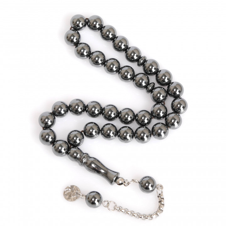 Hematit Taşı Çelik Tesbih ( 8 mm ) - Kararmaz Püsküllü