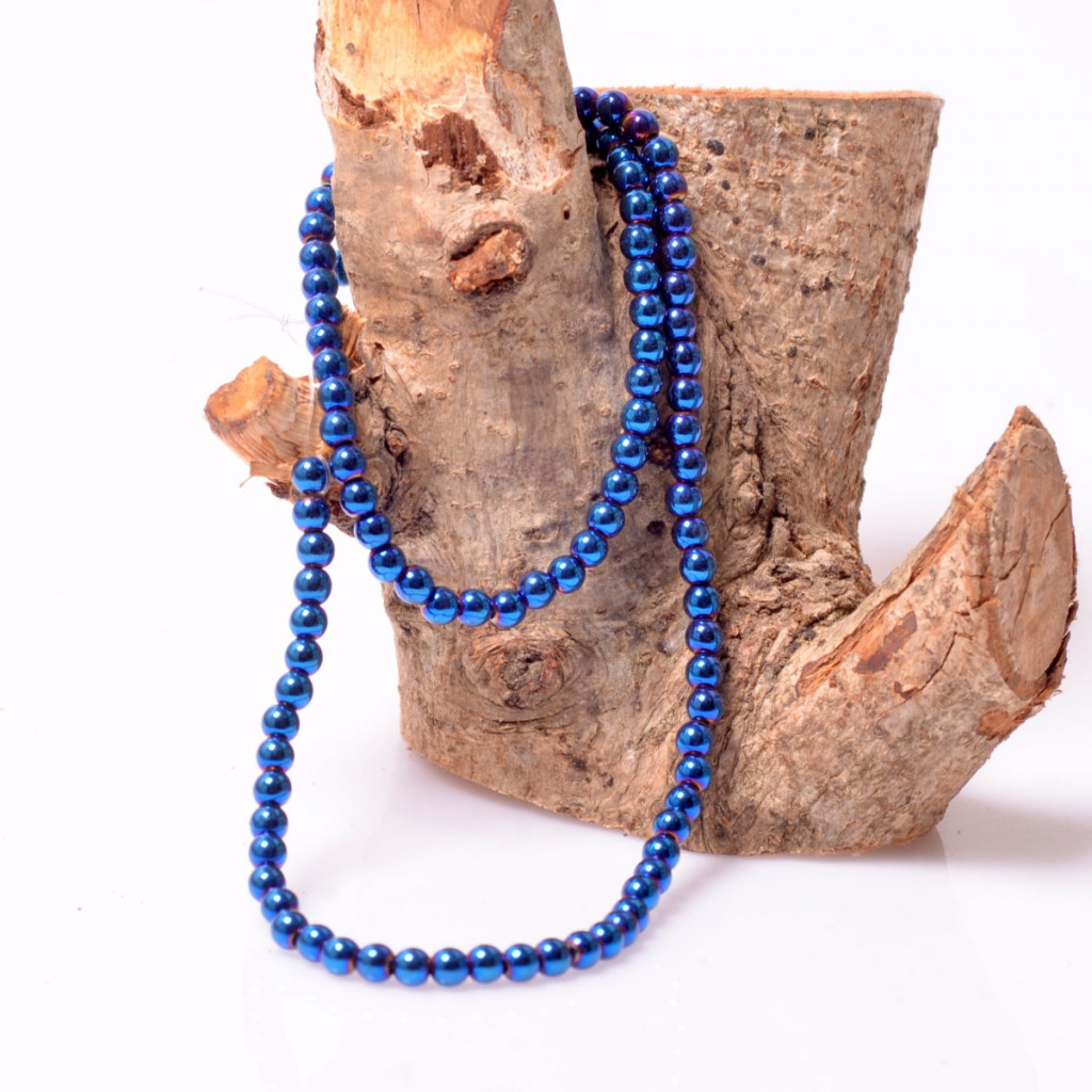 Hematit Taşı Dizi 4 mm - Mavi Renk