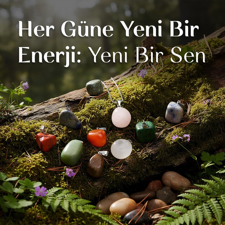 Her Güne Yeni Bir Enerji: 10 Adet Karışık Doğal Taş Kolye Ucu ve Çelik Zincir Seti