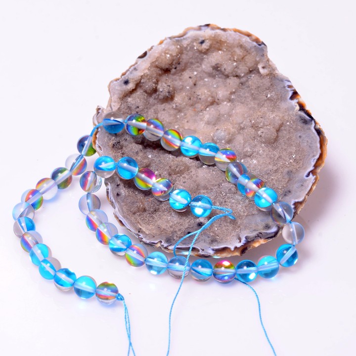 Hidrotermal Kuvars Taşı Dizi - 8 mm Açık Mavi - 2