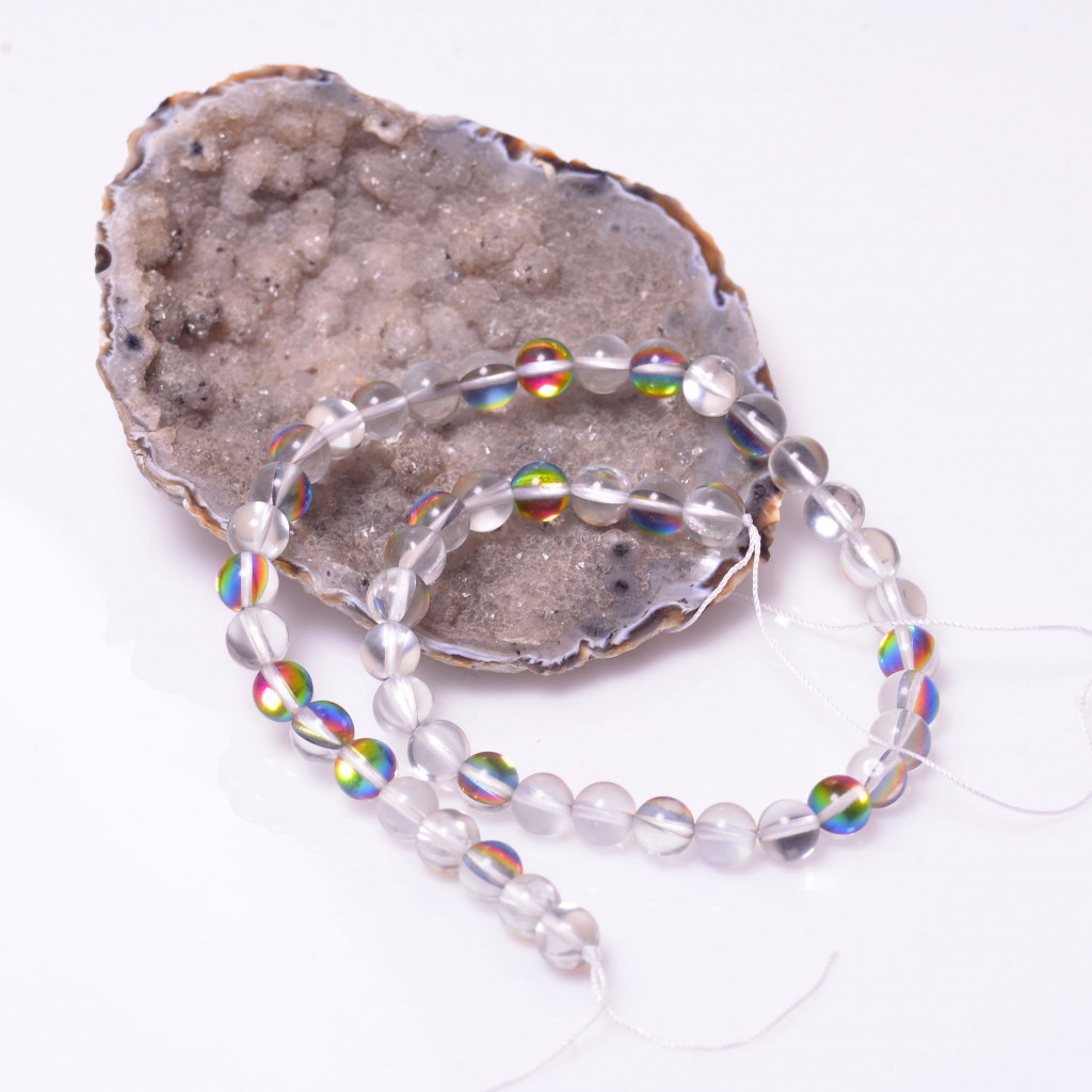 Hidrotermal Kuvars Taşı Dizi - 8 mm Beyaz