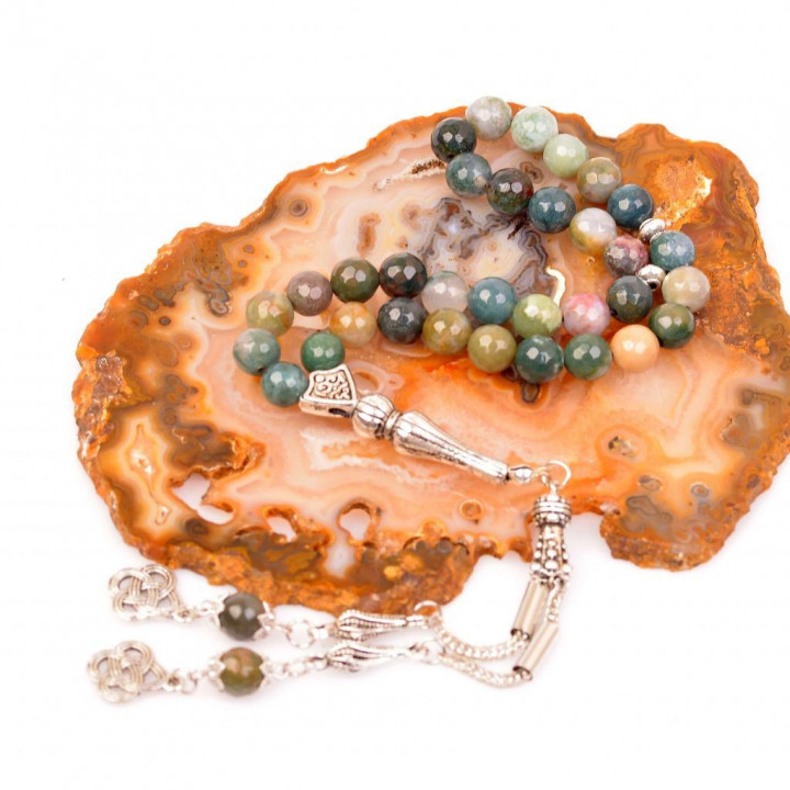 Hint Akik Taşı Tesbih ( 8 mm ) - Faset Kesim