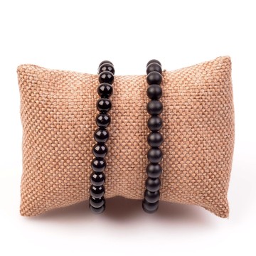 İki Adet Obsidyen Taşı Bileklik - 8 mm - 2