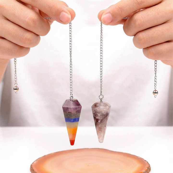 İkili Sarkaç Seti  - Açık Renkli Ametist - Çakra Pandül