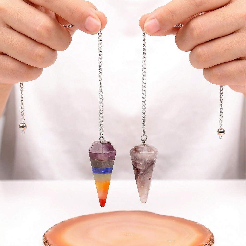 İkili Sarkaç Seti  - Açık Renkli Ametist - Çakra Pandül