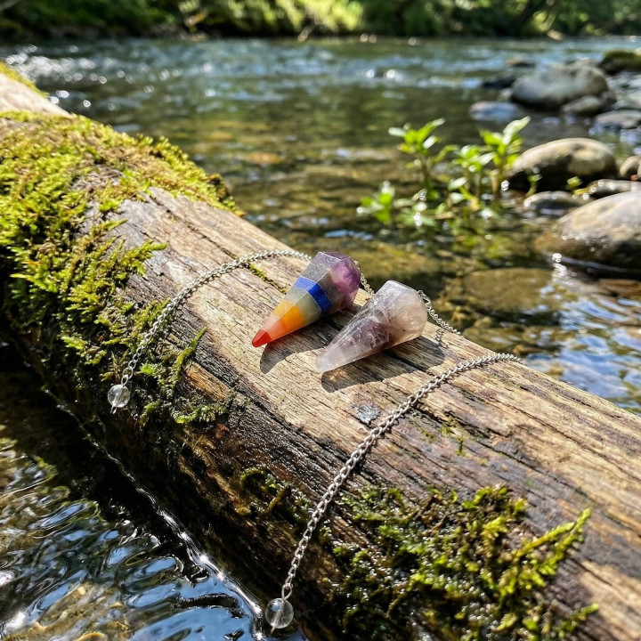 İkili Sarkaç Seti  - Açık Renkli Ametist - Çakra Pandül