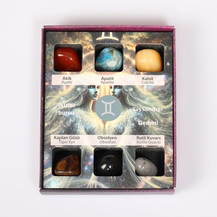 İkizler Burcu Doğal Taş Seti – Karton Kutulu