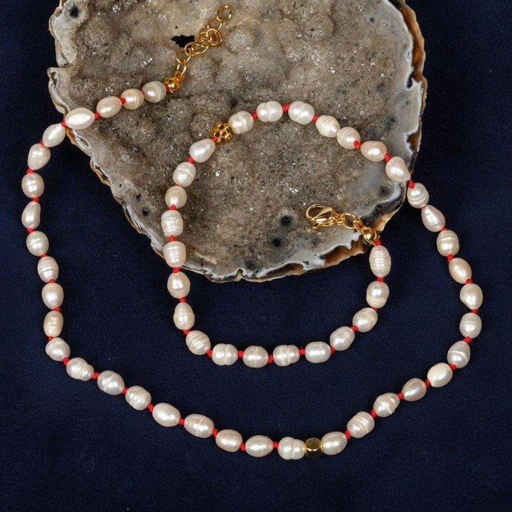 İnci Kolye - Düğümlü Model (5x7 mm Gerçek İnci) - 2