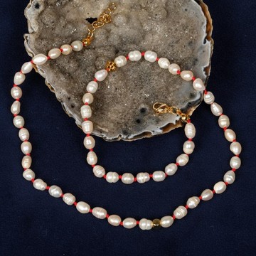 İnci Kolye - Düğümlü Model (5x7 mm Gerçek İnci) - 2