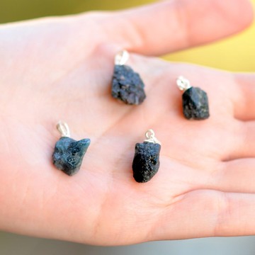 İşlenmemiş Mavi Turmalin Taşı Gümüş Kolye - Indigolit Turmalin - 2