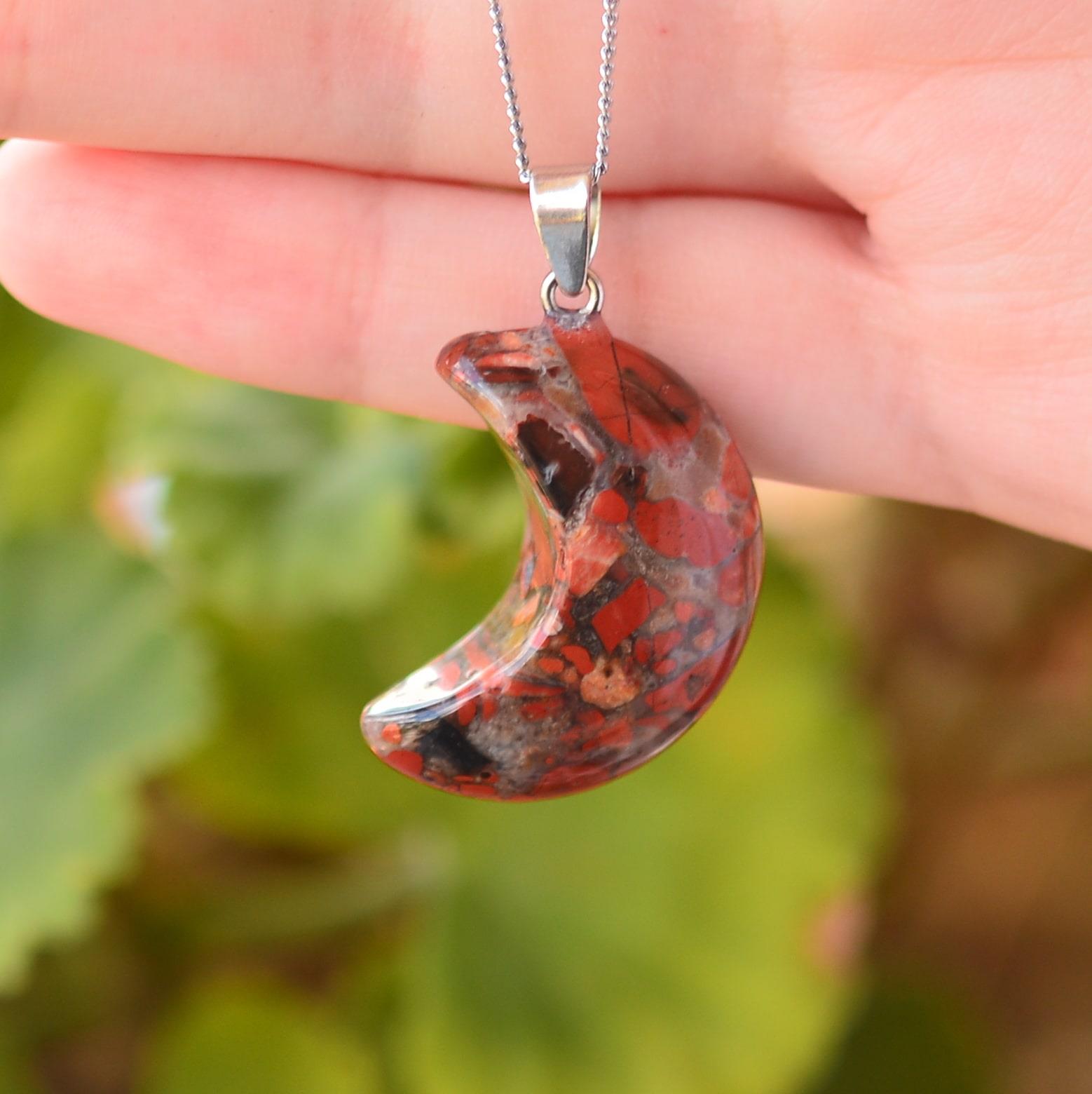 Jasper Stone Ay Şeklinde Necklace