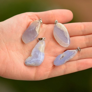 Kalsedon Taşı Şekilsiz Kolye - 2