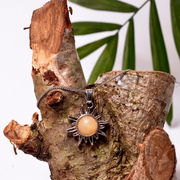 Kalsit Taşı Güneş Kolye - 2