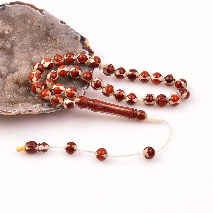 Kan Ağacı İşlemeli Deve Kemiği Tesbih