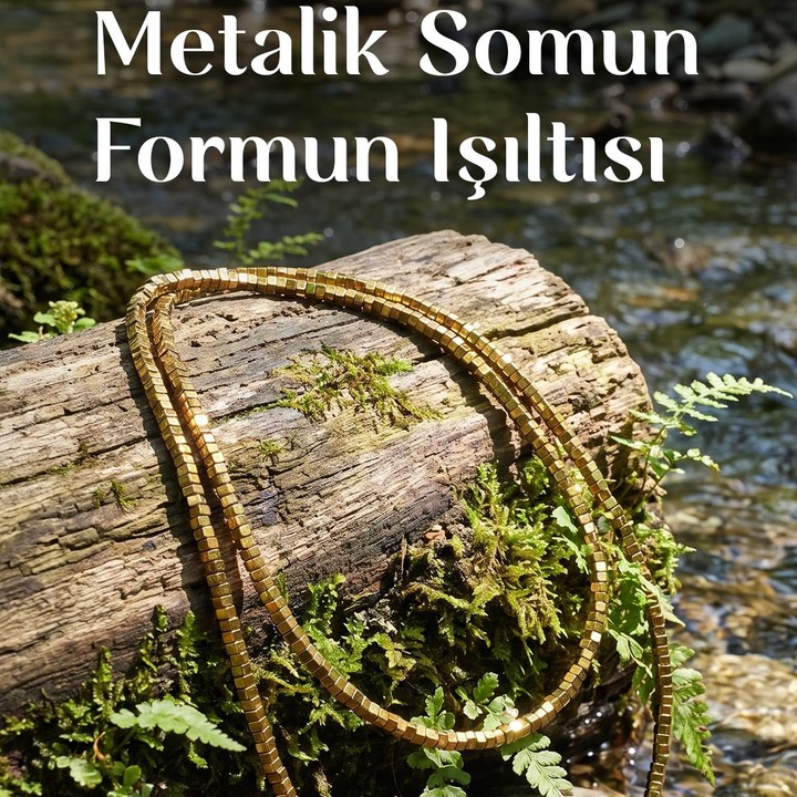 Kaplamalı Altıgen Hematit Taşı Dizi Somun Şeklinde