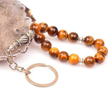 Kaplan Gözü Taşı Tesbih Şeklinde Anahtarlık - 2