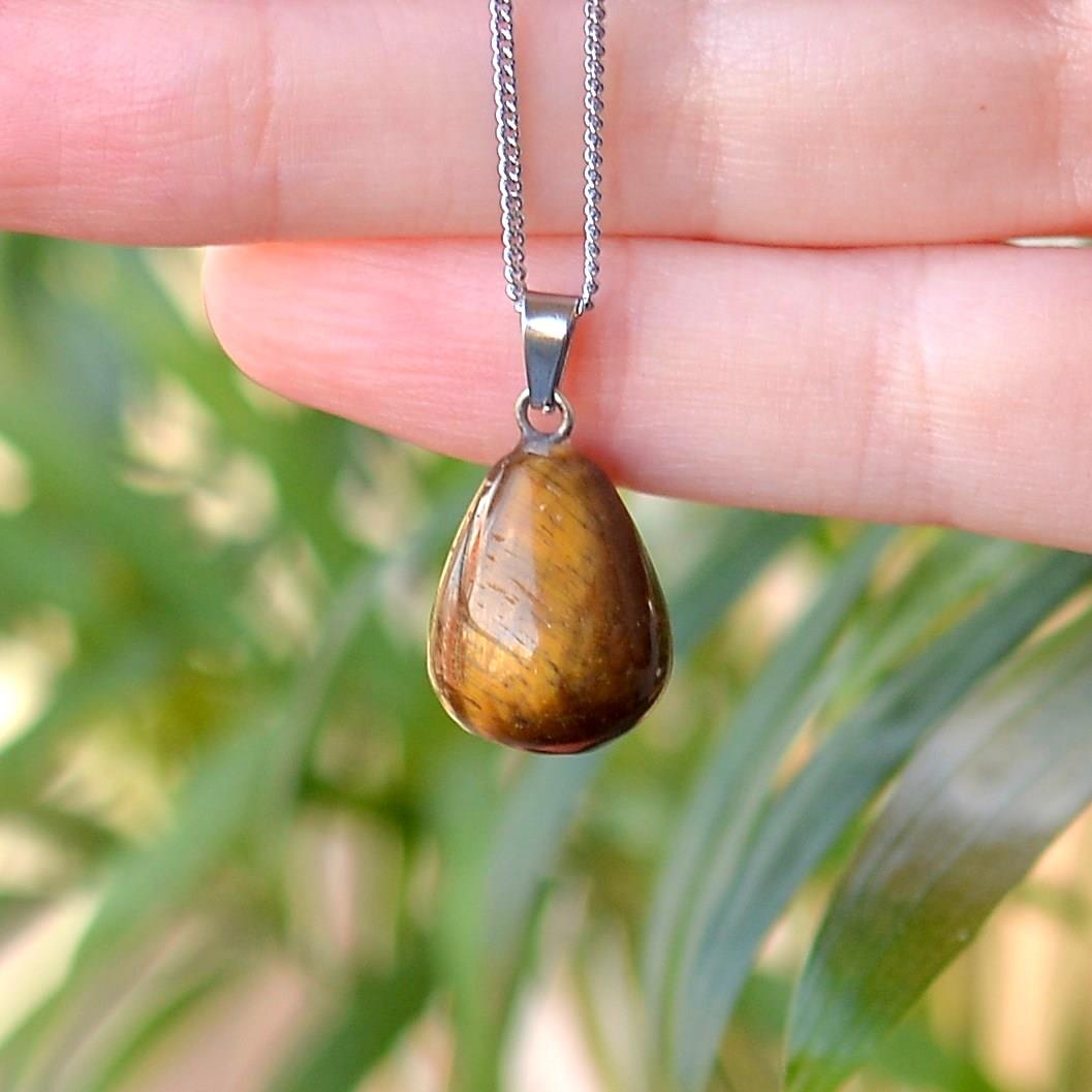 Tiger's Eye Stone Drop Necklace