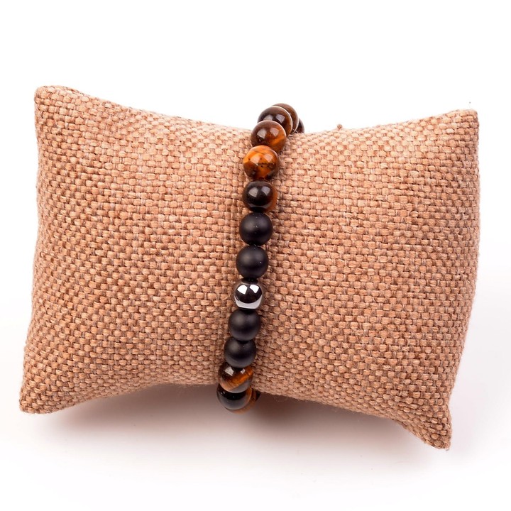 Kaplan Gözü Taşı Bileklik - Üç Taşlı - 8 mm - 2