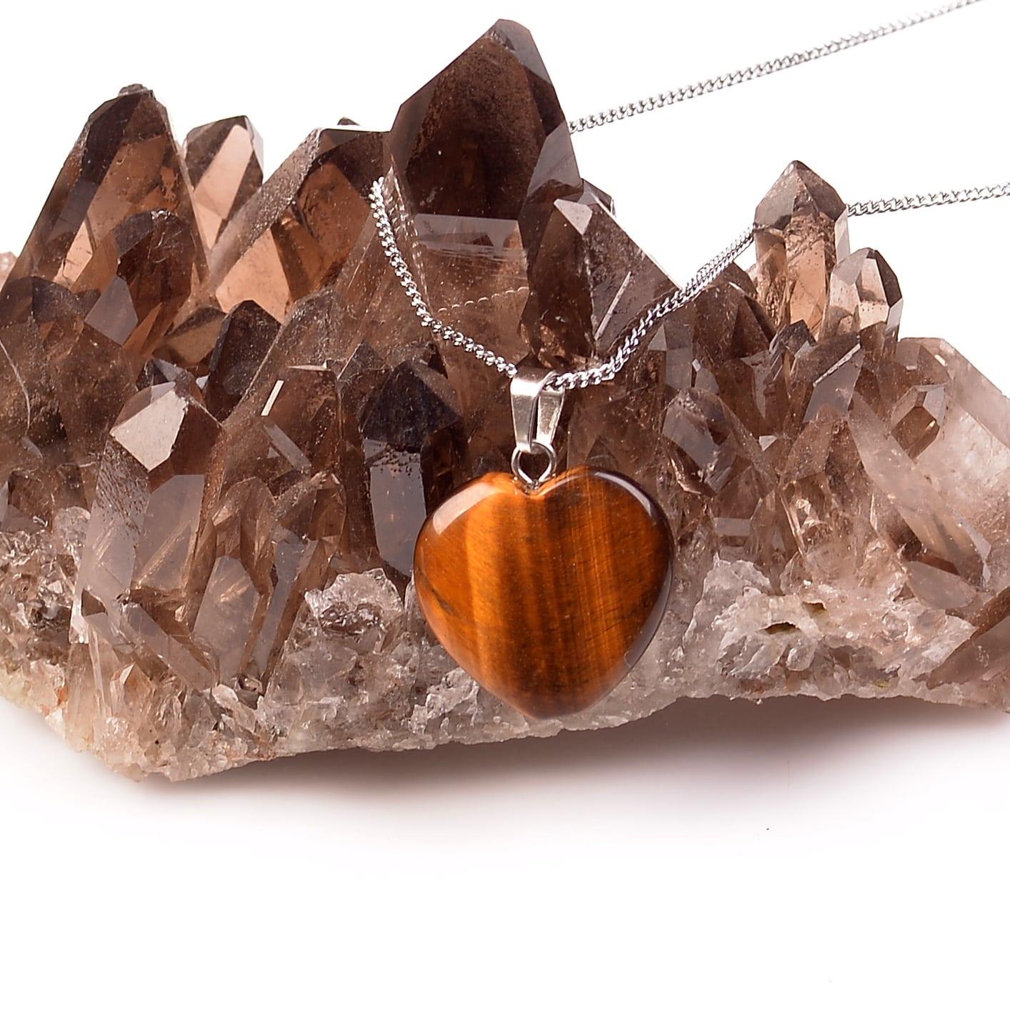 Tiger's Eye Stone Heart Necklace Small