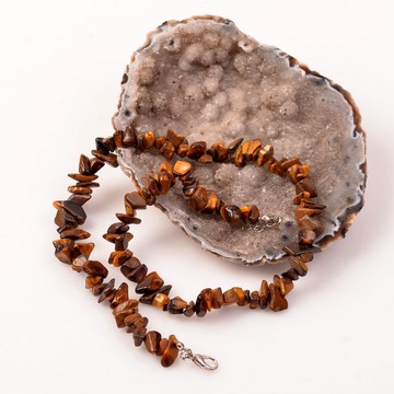 Kaplan Gözü Taşı Şekilsiz Kolye - 2