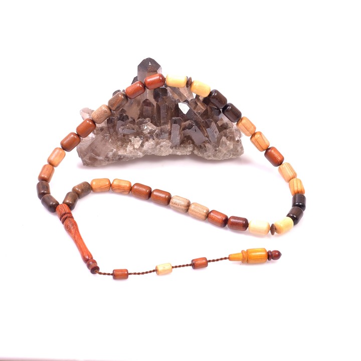 Kapsül Kesim Karma Ağaç Tesbih - 8*11 mm Yerli Ağaçlar