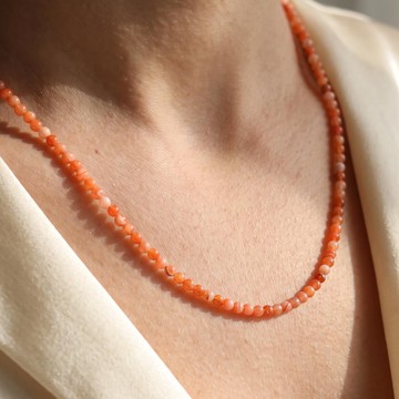 Karnelyan Akik Taşı Çelik Kolye – Çok İnce – 2,5 mm - 1
