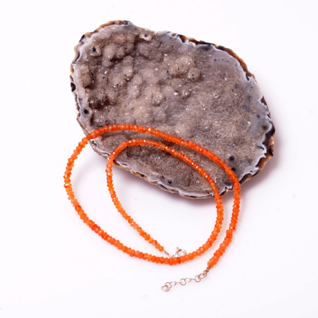 Karnelyan Akik Taşı Gümüş Kolye - Kırmızı Akik