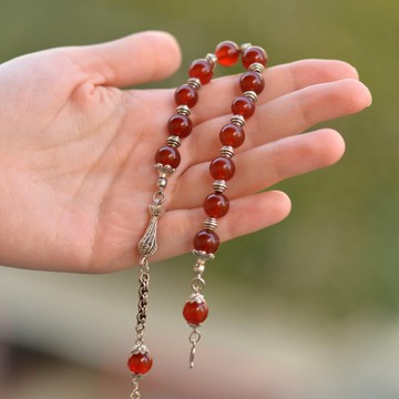 Kırmızı Akik Taşı Zaza Tesbih - 10 mm - 2